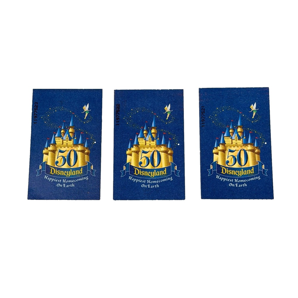 Disneyland 50th Anniversary Ticket Stubs Lot 3 Tinker Bell Castle Park Hopper